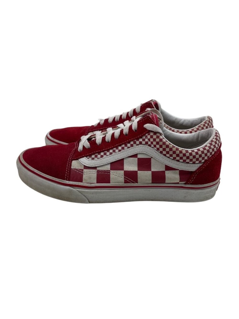 Vans Old Skool Red & White Checkerboard Mens 10.5 Womens 12 Skate Shoes
